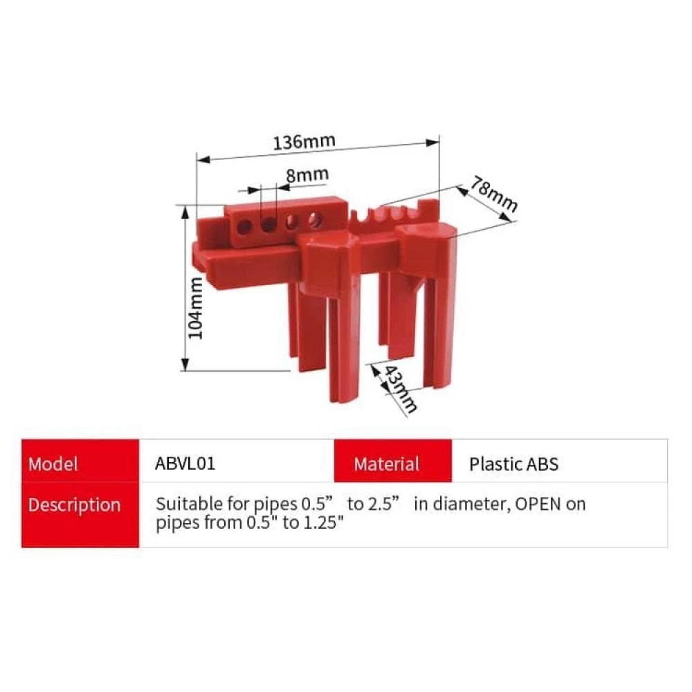 อุปกรณ์ล็อคบอลวาล์ว ABVL01, ABVL01M, ABVL02 (OD=0.5"-8")