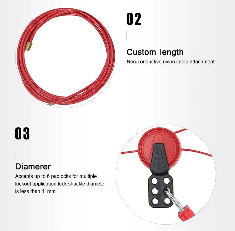 ขนาดCB01 Universal Cable Lockout CB21 ราคาloto ราคาLockout ตัวล็อควาล์วแบบลวดสลิง ตัวล็อควาล์วแบบสาย SAFETY CENTER